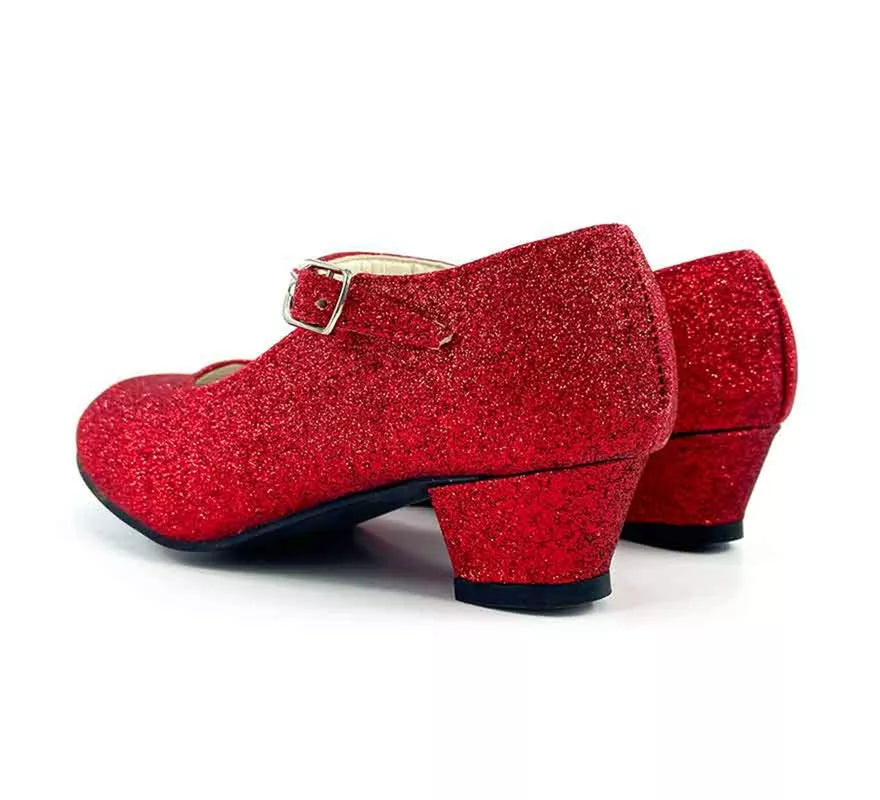 Translation missing: it.Zapato Sevillana con tacón Rojo Purpurina en números del 22 al 41