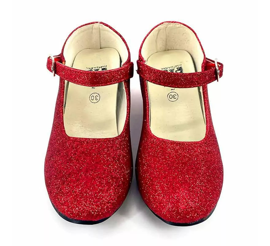Translation missing: it.Zapato Sevillana con tacón Rojo Purpurina en números del 22 al 41