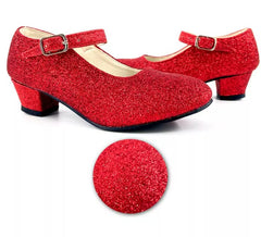 Scarpa Sevillana con tacco Red Glitter con numeri dal 22 al 41