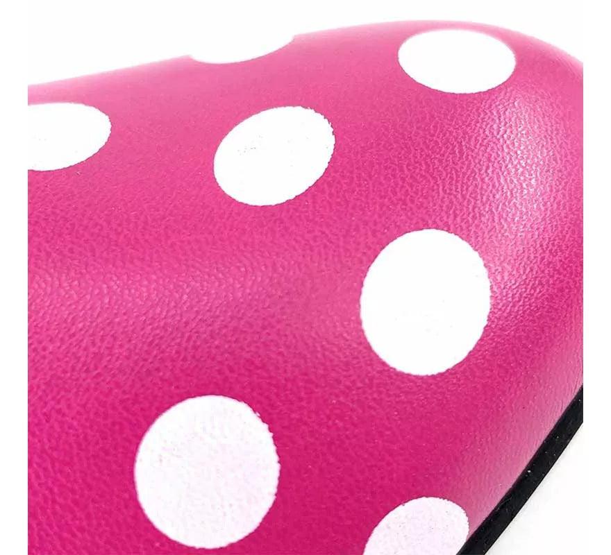 Translation missing: it.Zapato Sevillana de tacón Fucsia con lunares Blancos números del 22 al 41