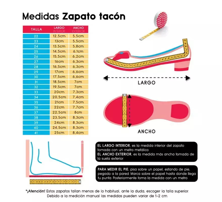 Translation missing: it.Zapato Sevillano con tacón Negro en números del 20 al 41
