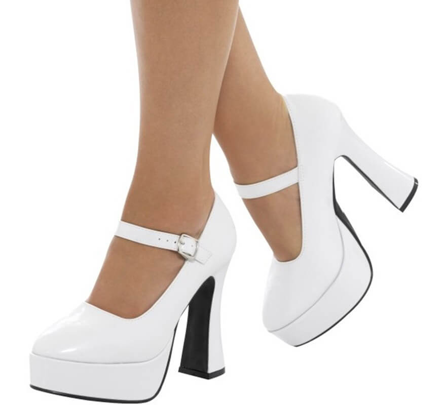 Translation missing: it.Zapatos Blancos Años 70 con tacón de 12,7 cm para mujer